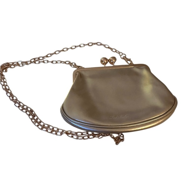 Ted Baker London Handbags - Ted Baker gold evening bag with long chain and kiss lock closure